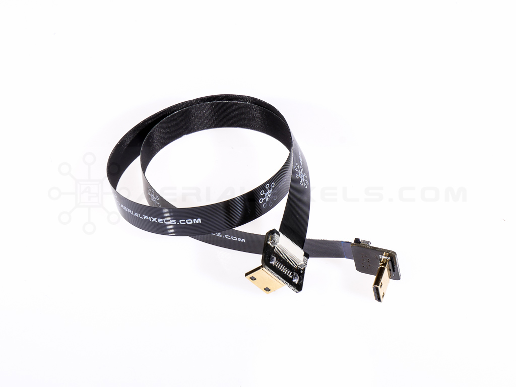 Ultra Thin HDMI Cable Mini Right Angle to HDMI Mini Right Angle Flat Ribbon  Cable - 40CM (15.7) - Aerialpixels