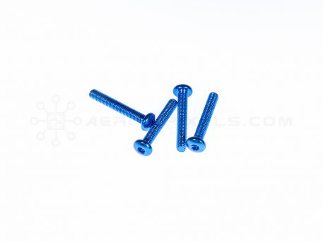 M3 x 20MM Aluminum Socket Button Head Metric Screws – Blue (4pcs)