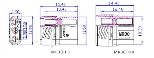 MR30 Multi Function Power Connector Male & Female - 5 Pairs MR30 - Mini XT60