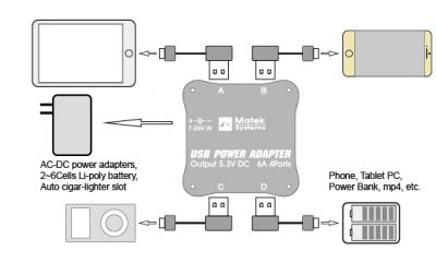 LiPo to USB Converter - USB Power Adapter 6A 4 Ports
