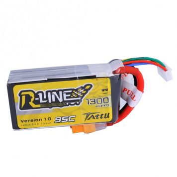 Tattu R-Line 1300mAh 95C 4S1P lipo battery pack with XT60 Plug